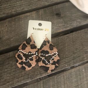 Leopard bull skull earrings